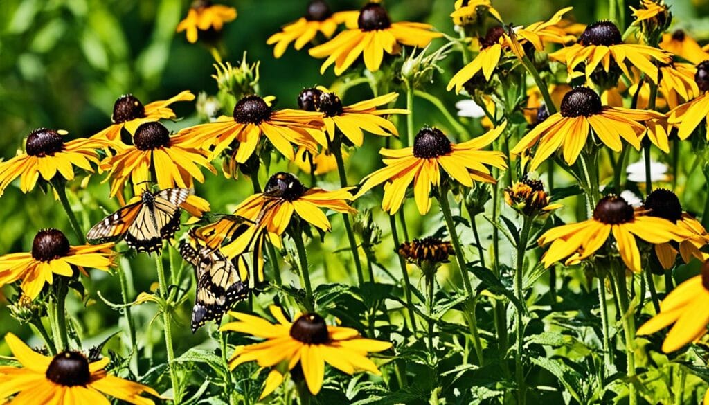 Black Eyed Susans attracting pollinators