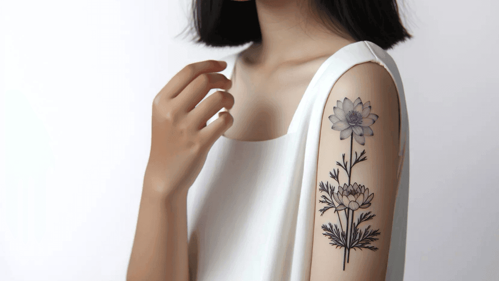 Larkspur and Water Lily Tattoos