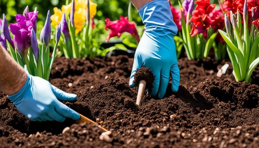 Planting gladiolus corms