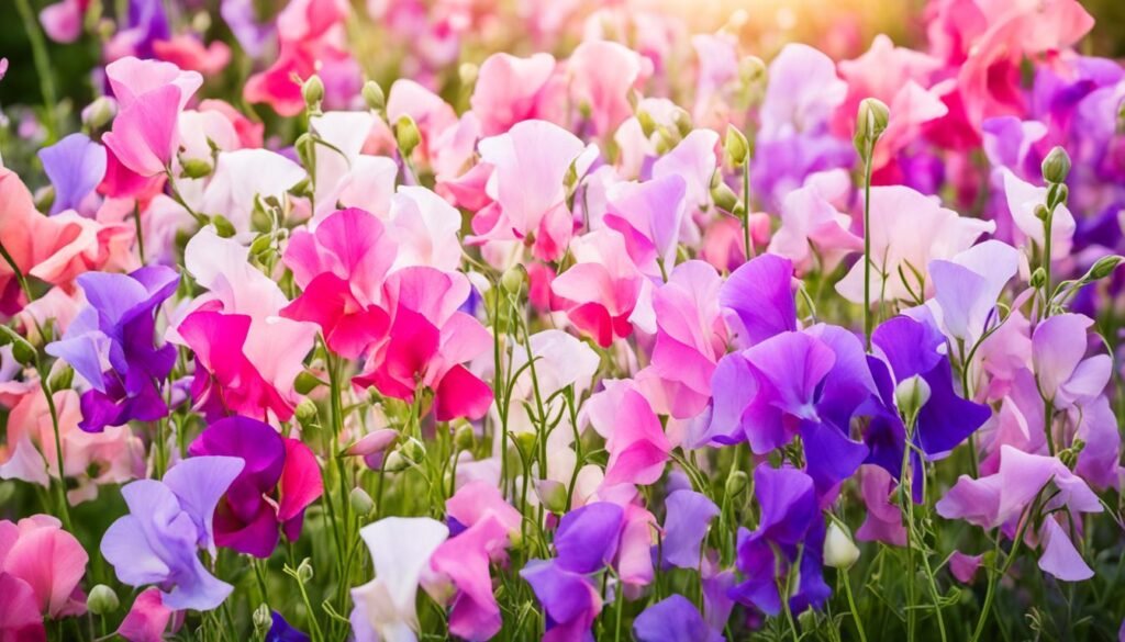 Vibrant Sweet Pea Flowers