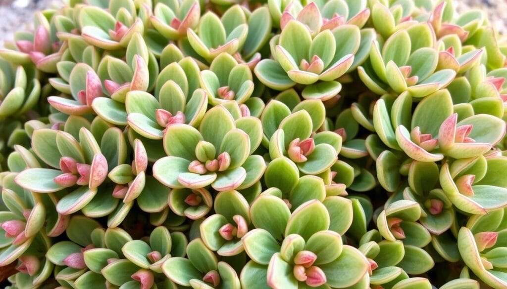 Fleshy foliage of sedum plants