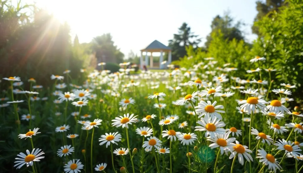 Low-maintenance daisies in a garden