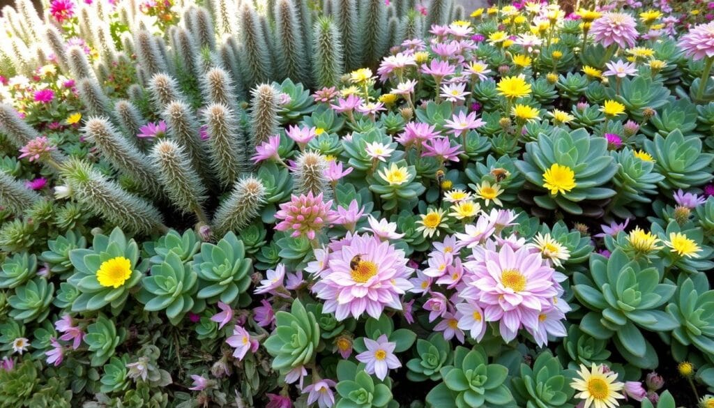 Popular stonecrop sedum varieties in a garden