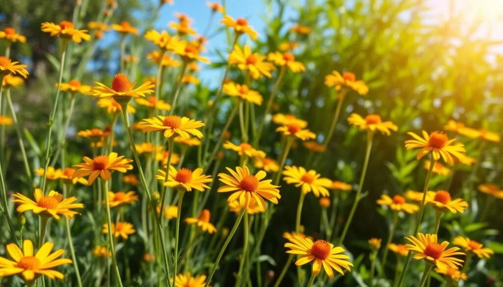 Vibrant blooms of tickseed in a garden