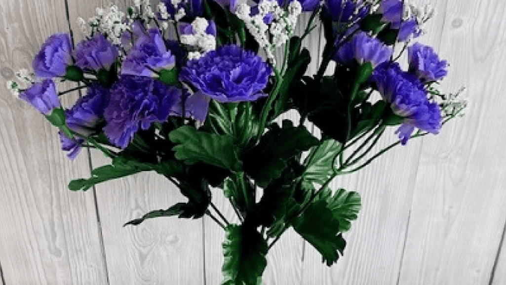 Online florist website showing blue carnation products available for purchase